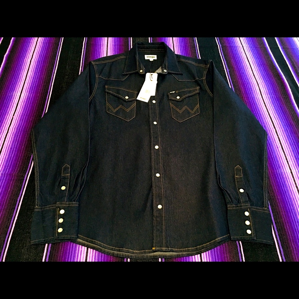 Rare NWT Vintage Style Wrangler Long Sleeve Western Snap Shirt